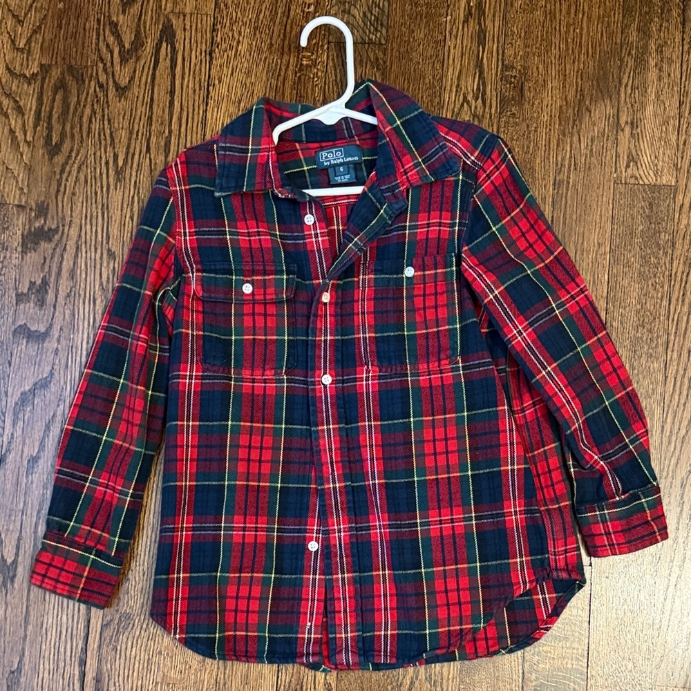 Polo by Ralph Lauren- Kids Plaid button-down. 100% cotton- soft feel.